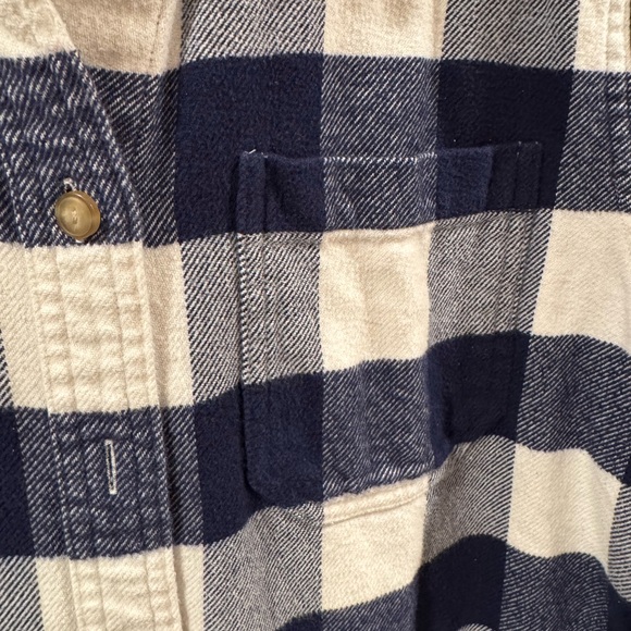 LL Bean navy blue white plaid flannel shirt. Super soft M - Picture 4 of 5